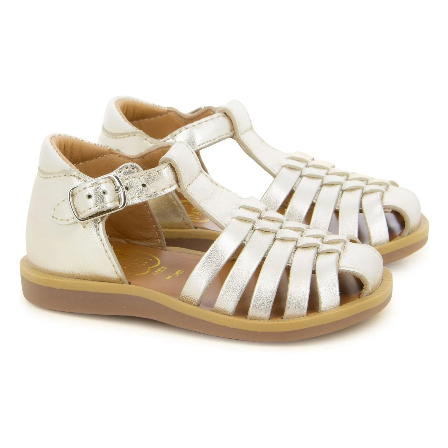 Pom D'api Gold/Silver Poppy Pitti Sandals