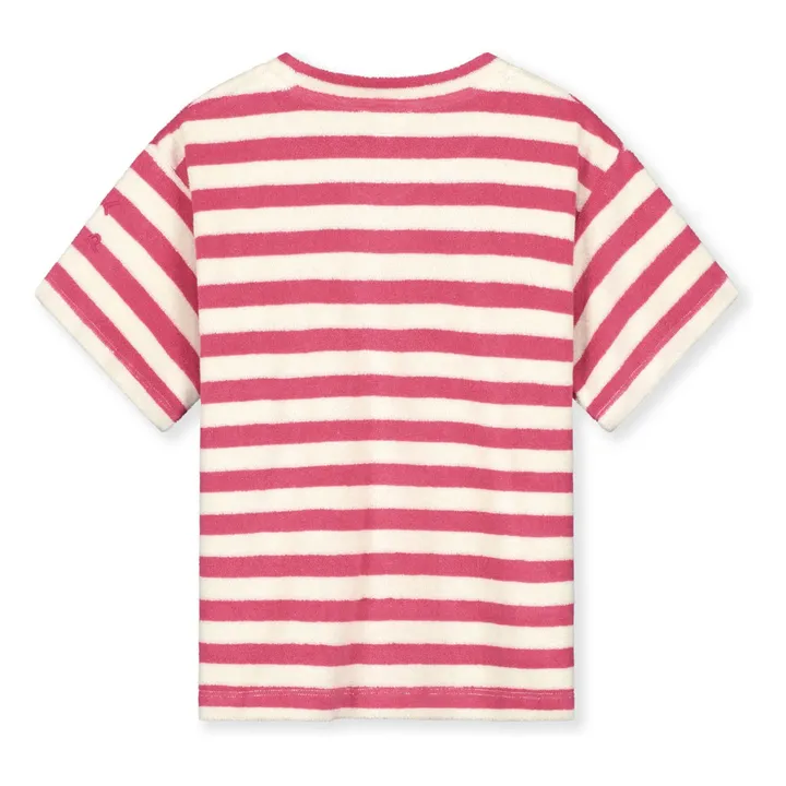 T-shirt Oversize Rayé Eponge Bio | Rose fuschia- Image produit n°1