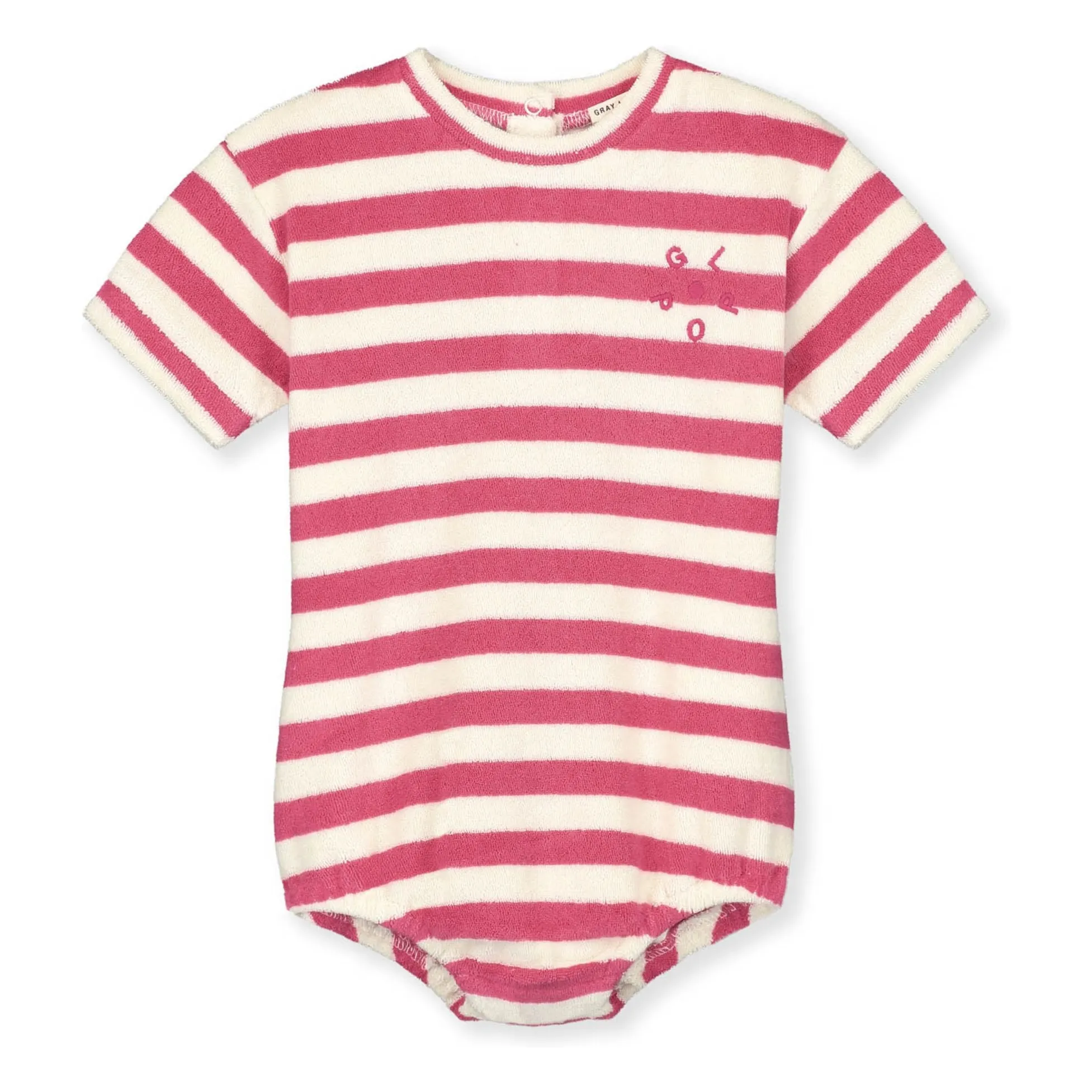 Gray Label Fuchsia Organic Terry Striped Romper