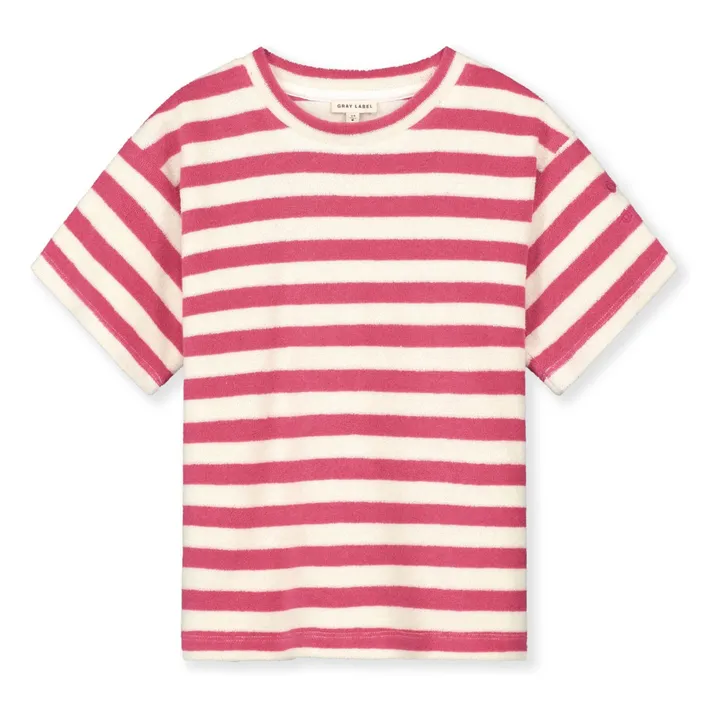 T-shirt Oversize Rayé Eponge Bio | Rose fuschia- Image produit n°0