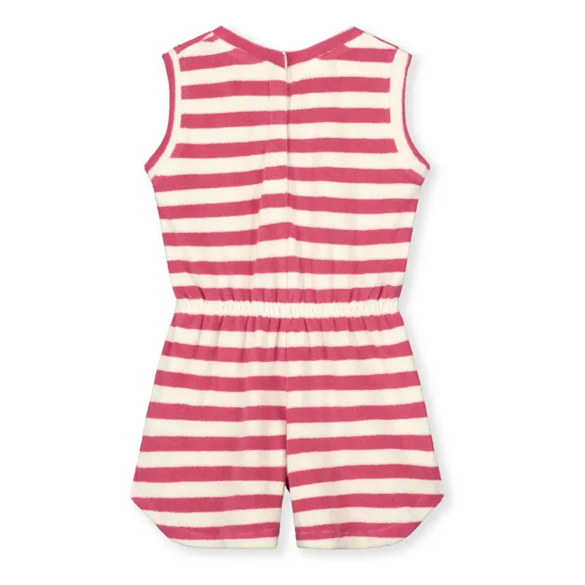 Frottee-Combishort Gestreift Bio-Baumwolle  | Fuchsie