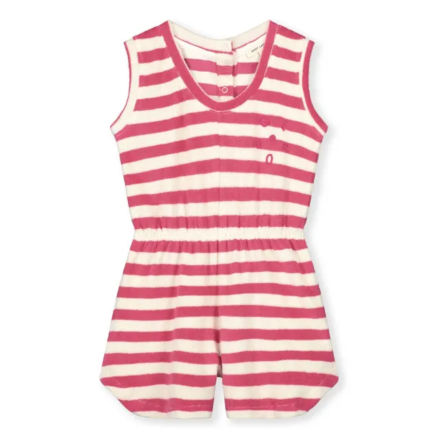 Frottee-Combishort Gestreift Bio-Baumwolle  | Fuchsie