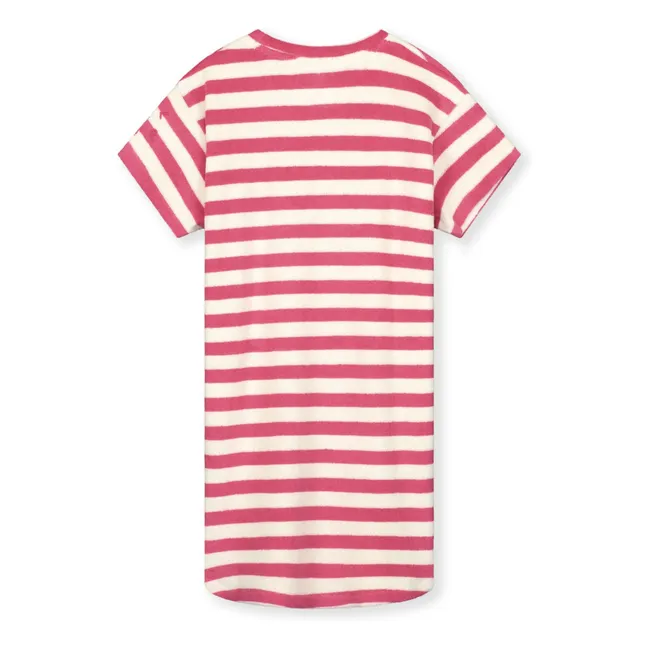 Robe Rayée Eponge Bio | Fuscia