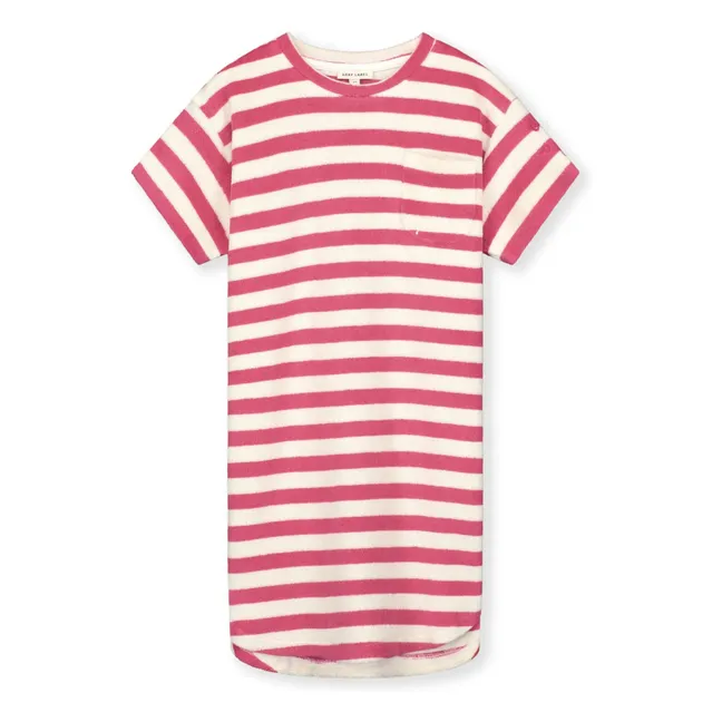 Robe Rayée Eponge Bio | Fuscia