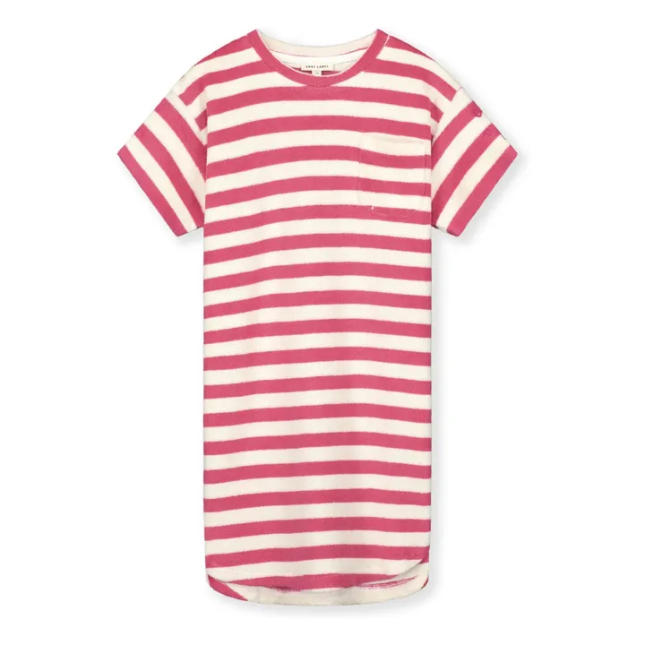 Robe Rayée Eponge Bio | Rose fuschia- Image produit n°0