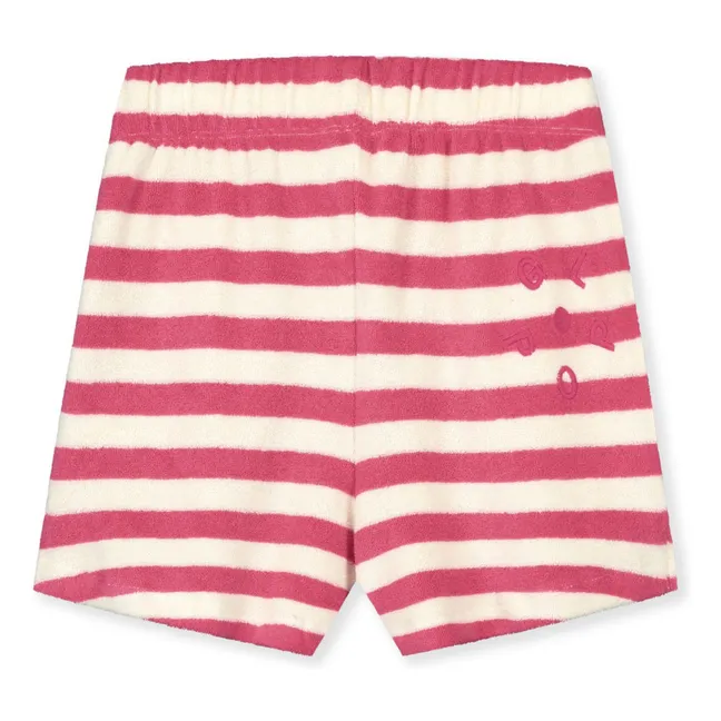 Short Rayé Eponge Coton Bio | Rose fuschia