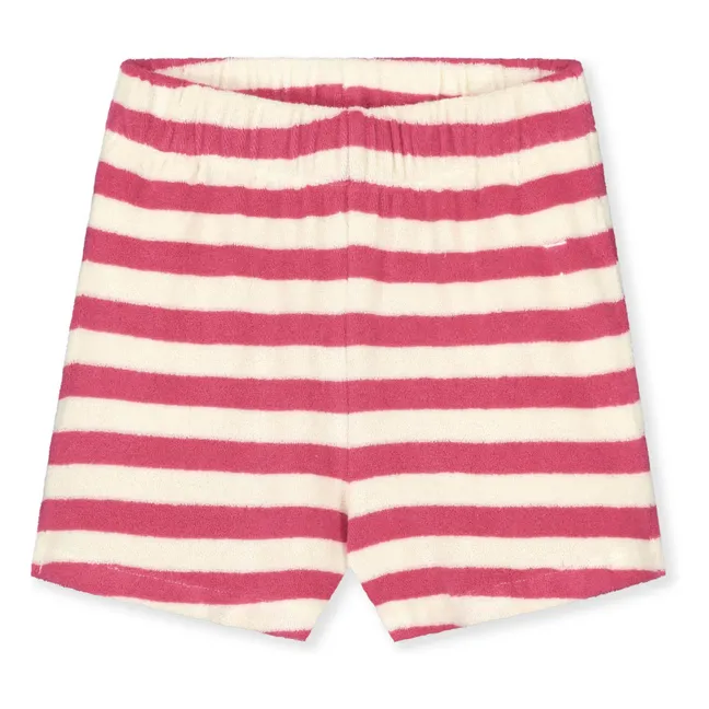 Short Rayé Eponge Coton Bio | Rose fuschia