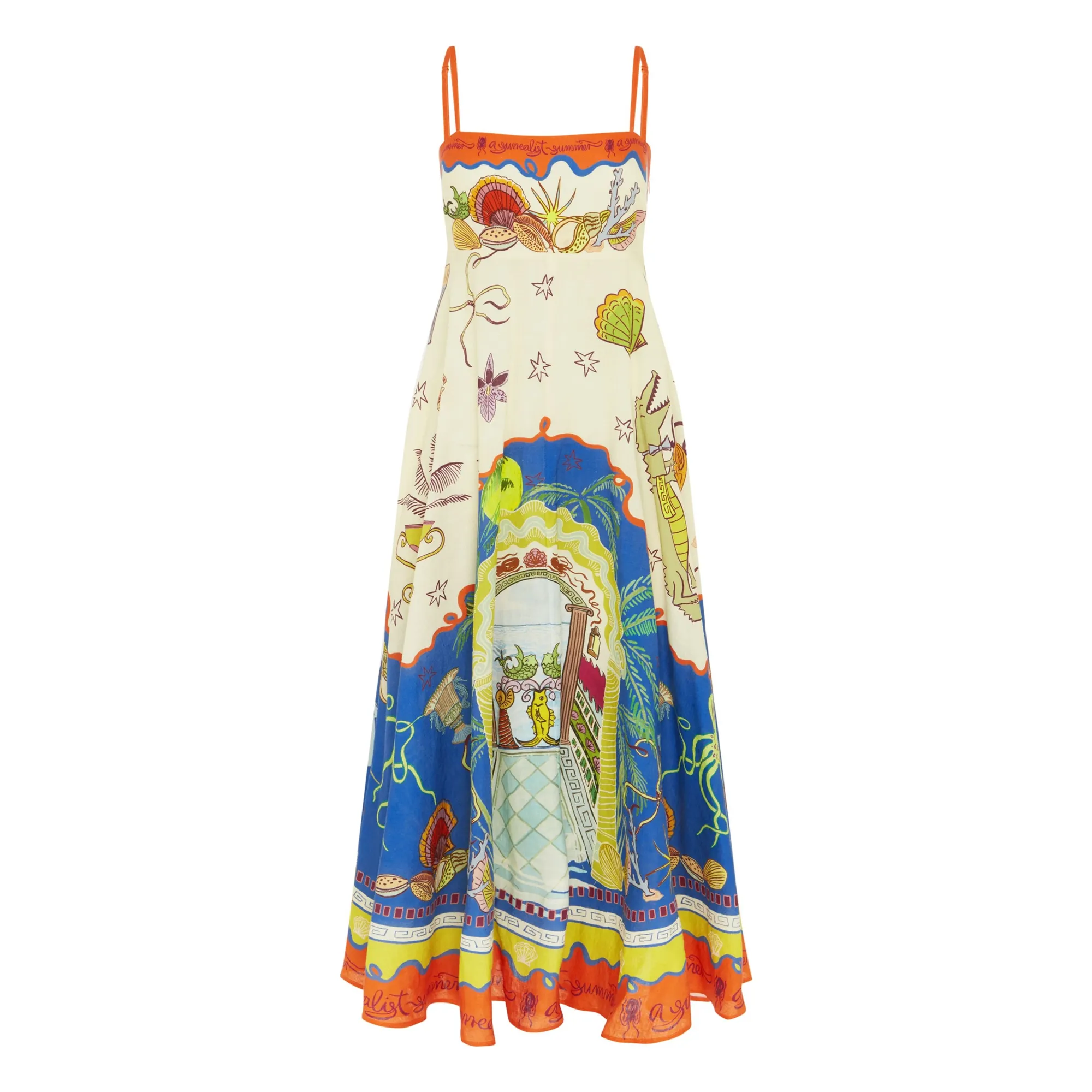 Alémais Ecru Surrealist Summer Linen Dress