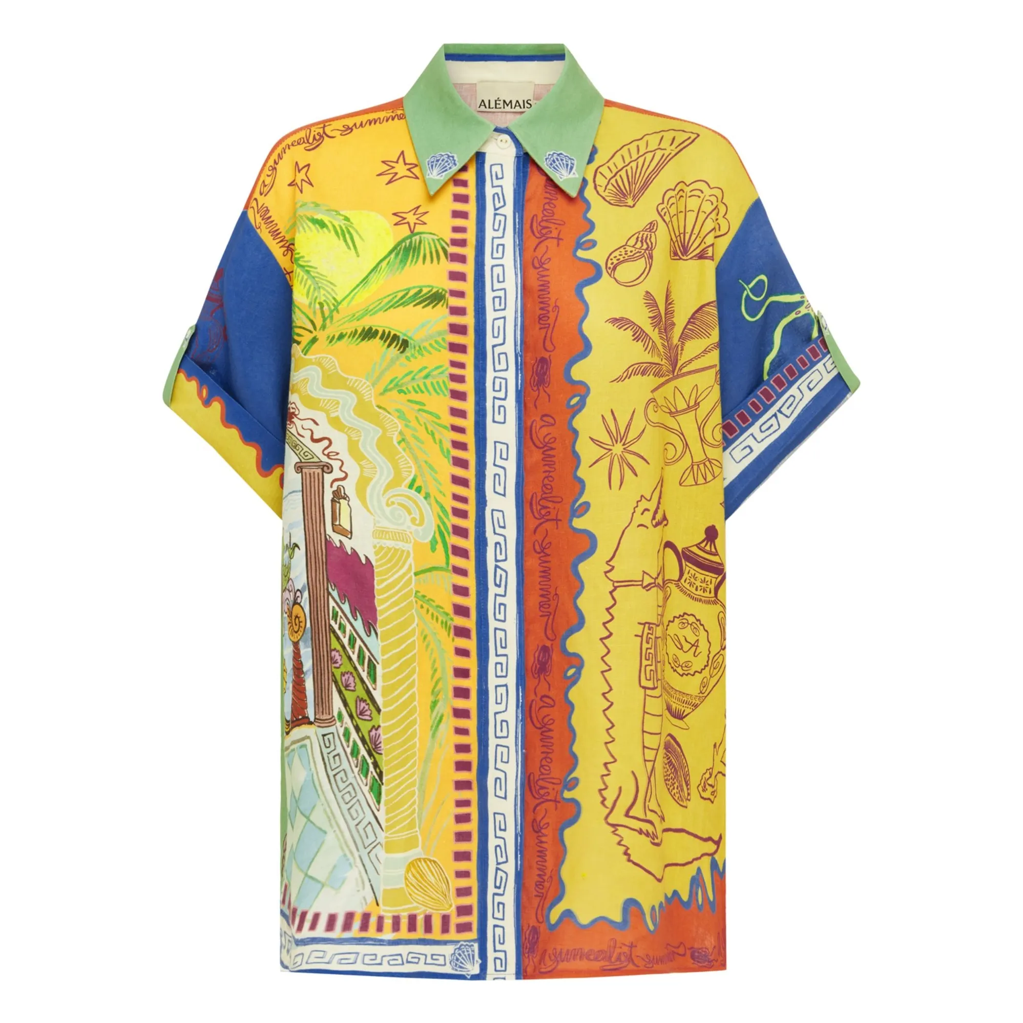 Alémais Yellow Surrealist Summer Linen Shirt