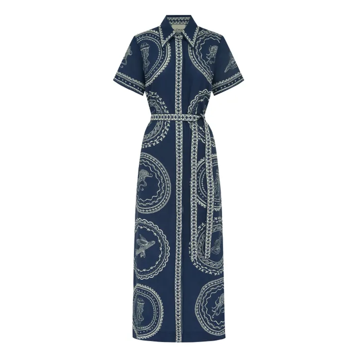 Oceane Linen Dress | Navy blue- Product image n°0