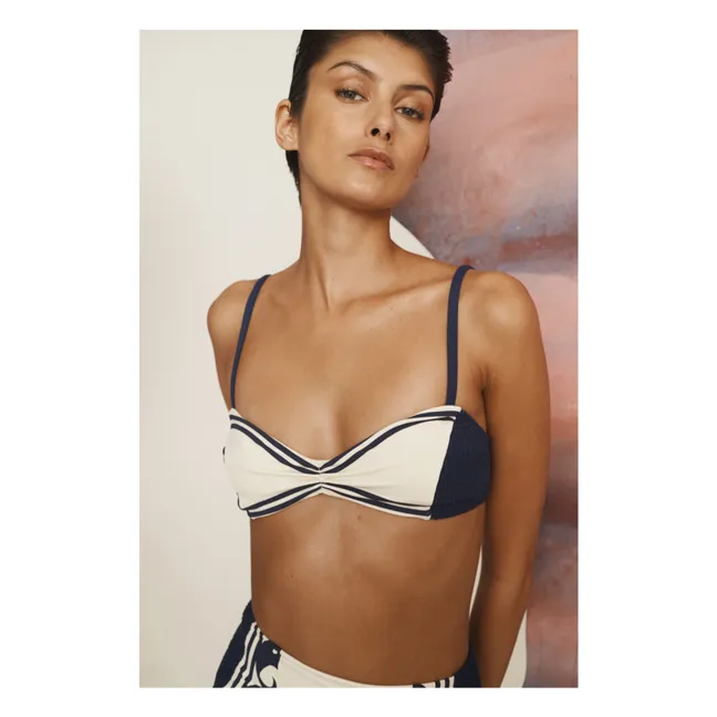 Marine-Trikotoberteil aus recycelten Fasern | Cremefarben