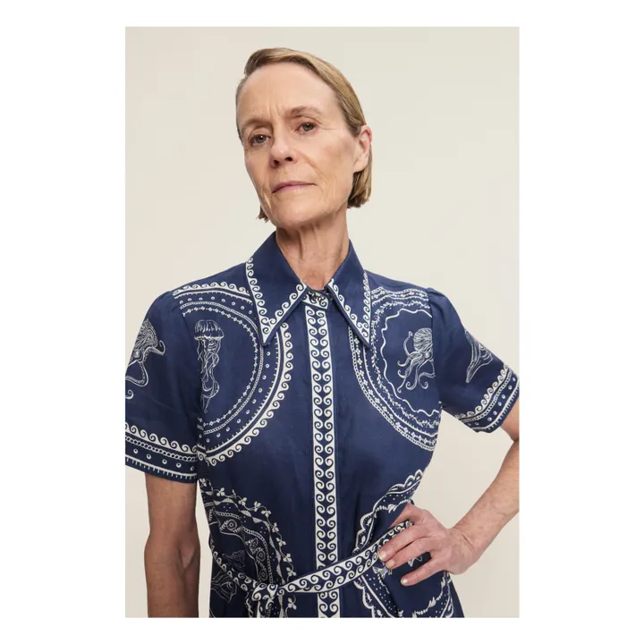 Oceane Linen Dress | Navy blue- Product image n°5