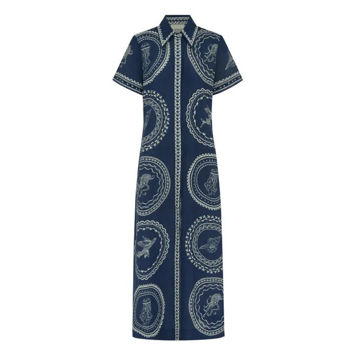 Oceane Linen Dress | Navy blue- Product image n°1