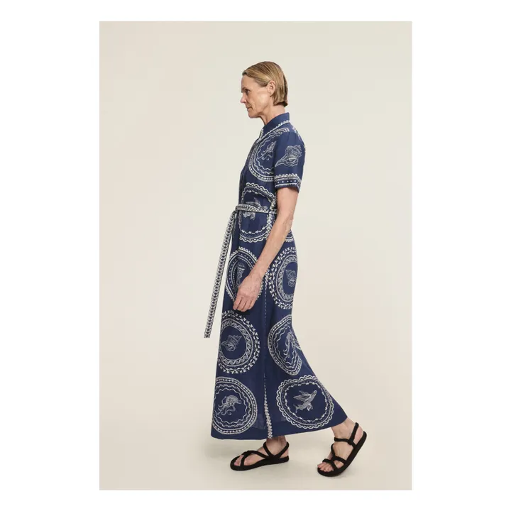 Oceane Linen Dress | Navy blue- Product image n°3