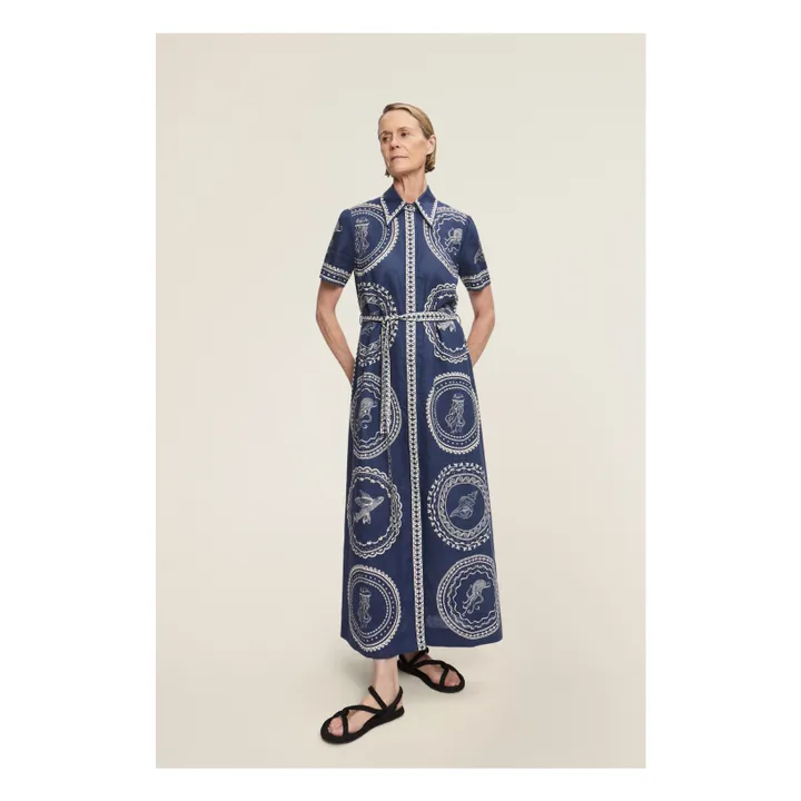 Oceane Linen Dress | Navy blue- Product image n°2