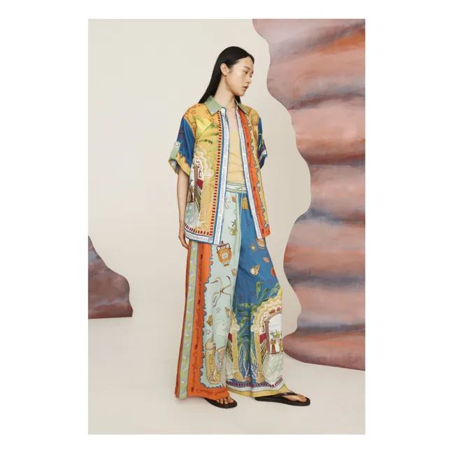 Surrealist Summer Linen Pants | Blue