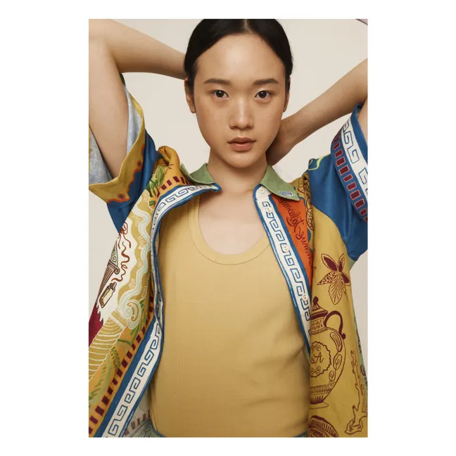 Surrealist Summer Linen Shirt | Yellow