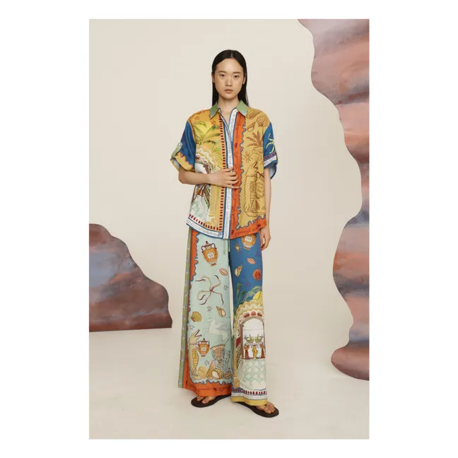 Surrealist Summer Linen Shirt | Yellow