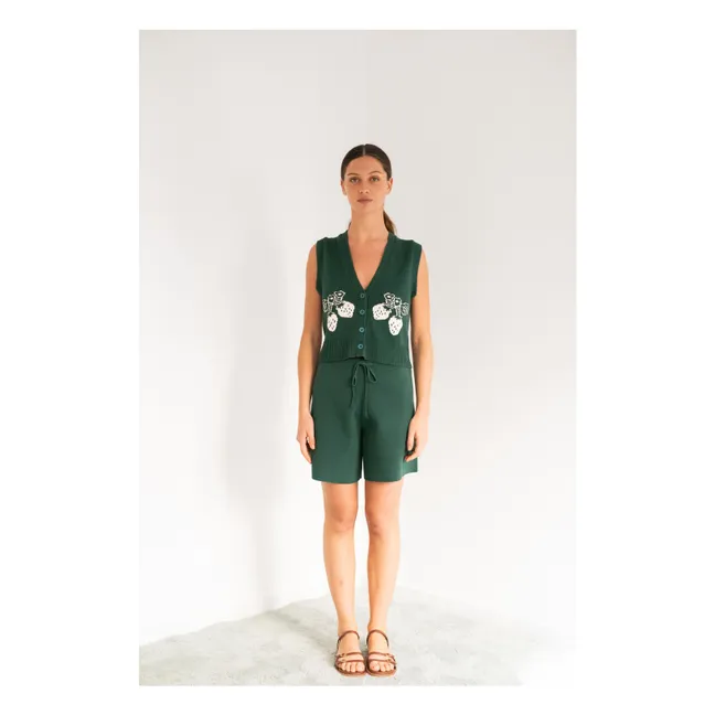 Strawberries Patric Sleeveless Vest | Dark green