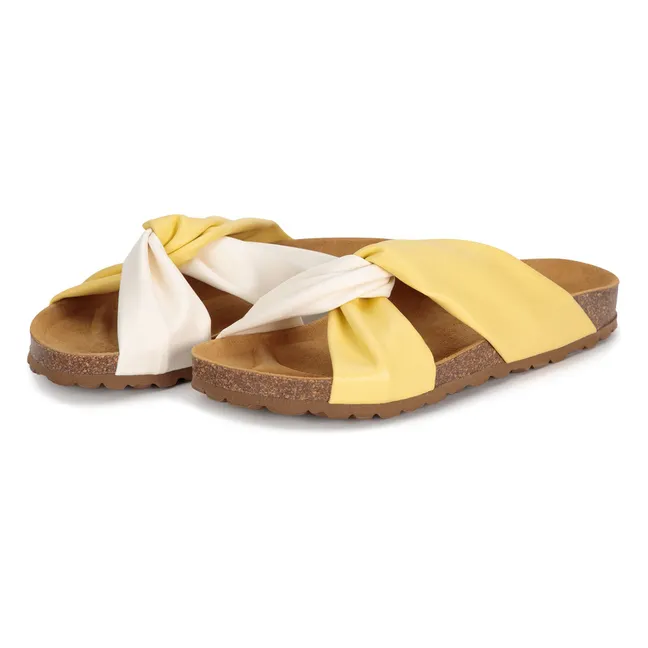 Sandales Color Block Cuir - Collection Femme | Jaune