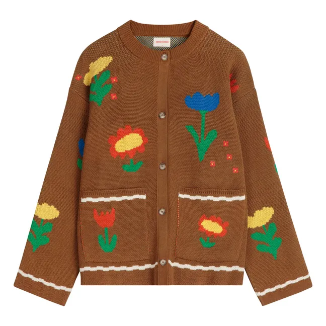 Garden Party Organic Cotton Cardigan - Women's Collection | Brown