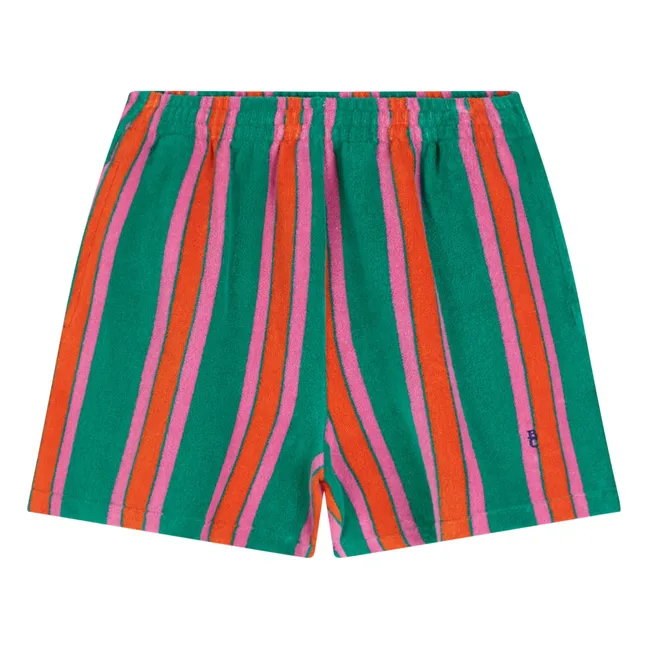 Short Rayures Eponge Coton Bio - Collection Femme | Vert