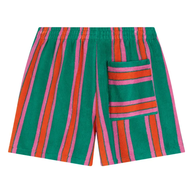 Short Rayures Eponge Coton Bio - Collection Femme | Vert