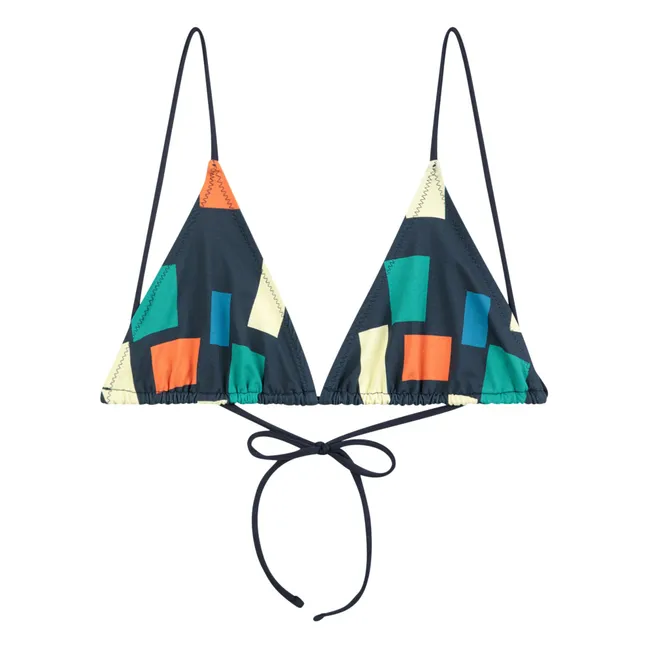 Color Block Recycled Fiber Swimsuit Top - Women's Collection | Navy blue
