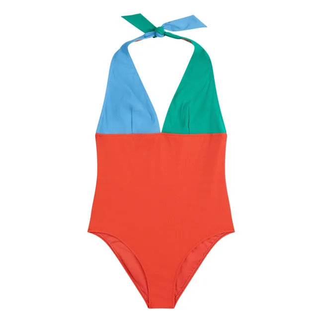 Color Block V-Neck 1-Piece Swimsuit - Women's Collection | Orange