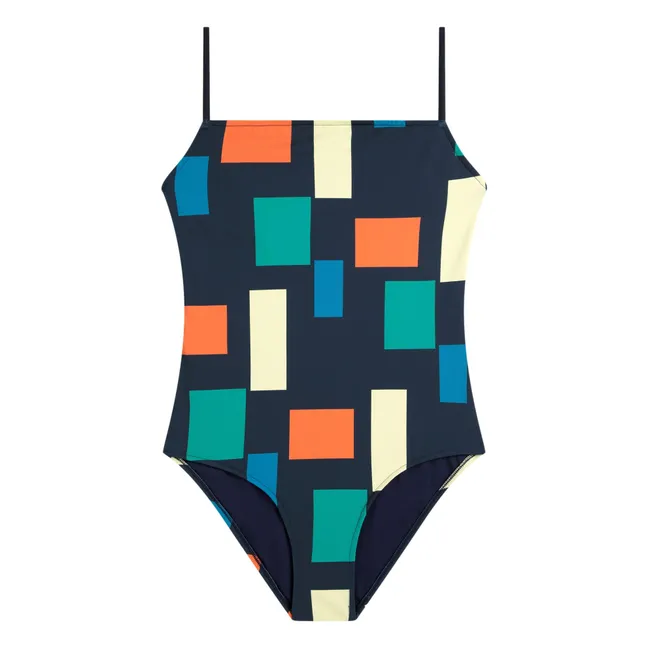 Maillot 1 Pièce Color Block Fibres Recyclées - Collection Femme | Bleu marine