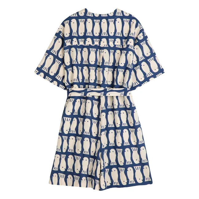 Combishort Lucky Fish Lin et Coton - Collection Femme | Bleu marine