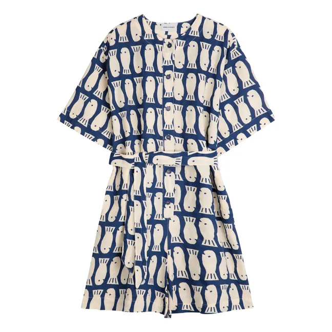 Combishort Lucky Fish Lin et Coton - Collection Femme | Bleu marine