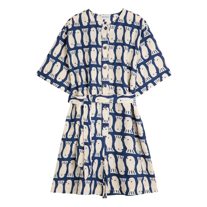 Combishort Lucky Fish Lin et Coton - Collection Femme | Bleu marine- Image produit n°0