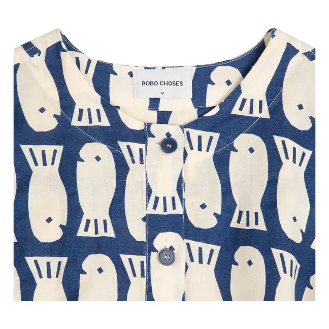 Combishort Lucky Fish Lin et Coton - Collection Femme | Bleu marine