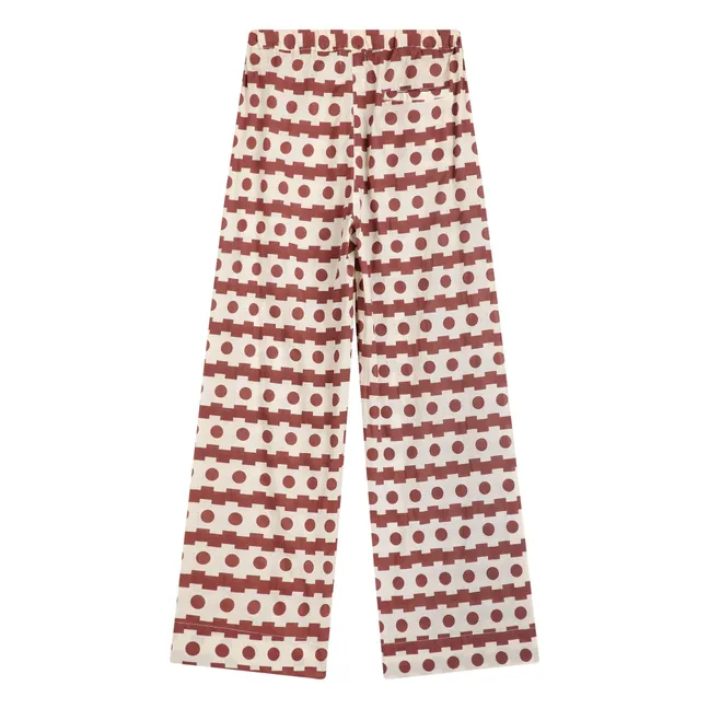 Pantalones geométricos Velo de algodón orgánico - Colección Mujer | Marrón