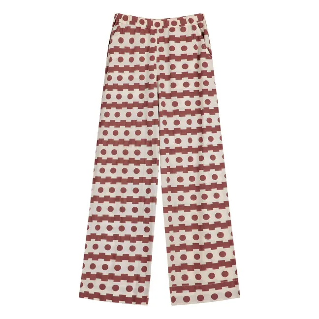 Pantalones geométricos Velo de algodón orgánico - Colección Mujer | Marrón