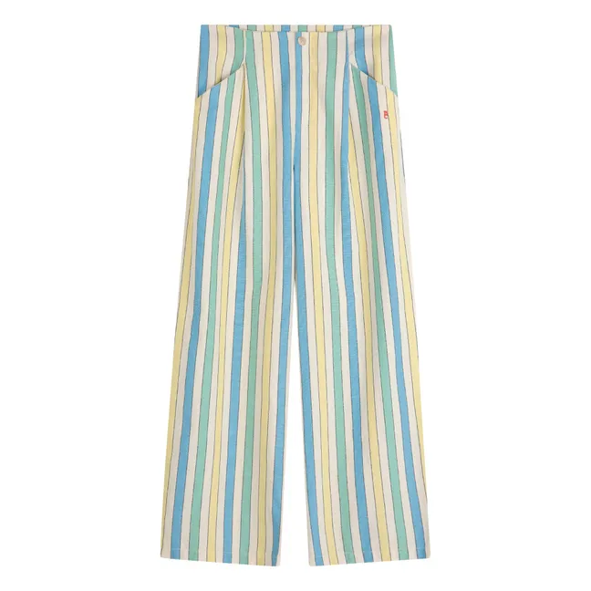 Pantalon Rayures Coton Bio et Recyclé - Collection Femme | Bleu