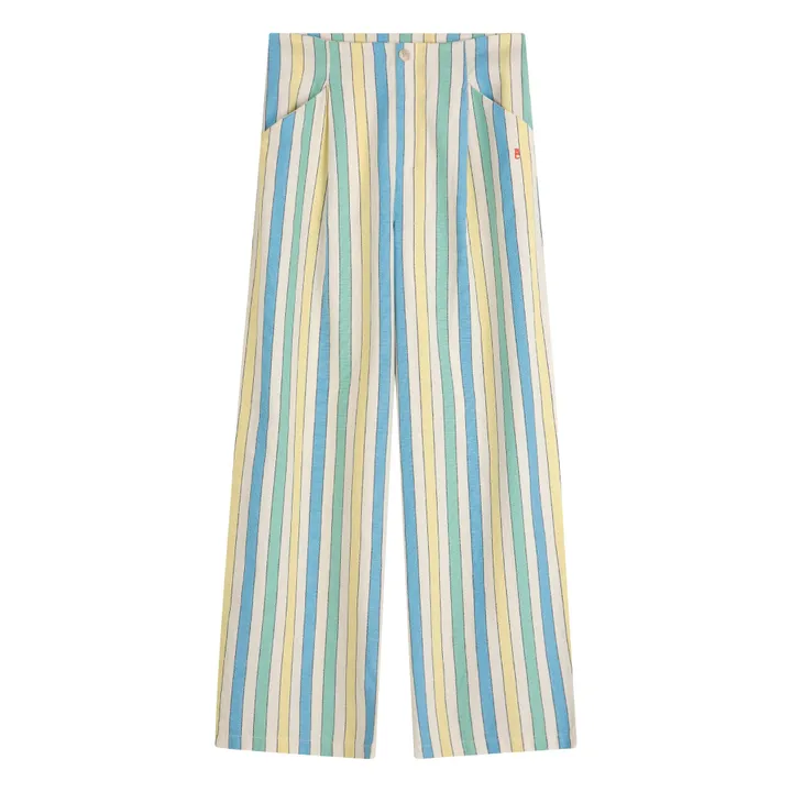 Pantalon Rayures Coton Bio et Recyclé - Collection Femme | Bleu- Image produit n°0