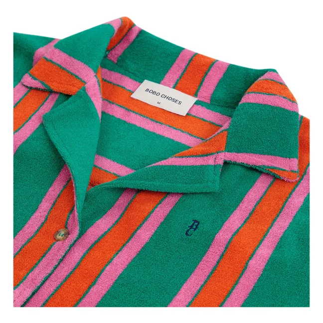 Camicia a righe in cotone biologico Terry - Collezione Donna | Verde