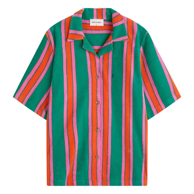 Camicia a righe in cotone biologico Terry - Collezione Donna | Verde