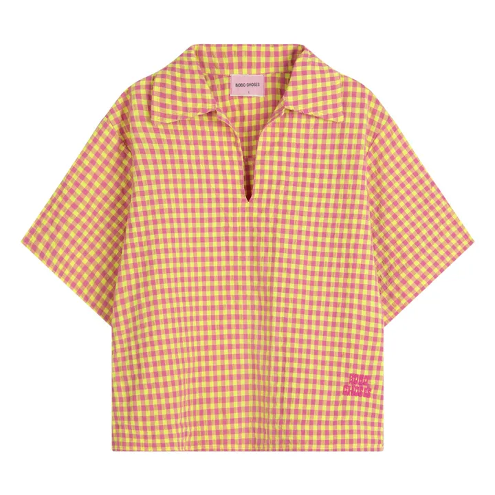 Blouse Vichy Fibres Recyclées - Collection Femme | Rose- Image produit n°0