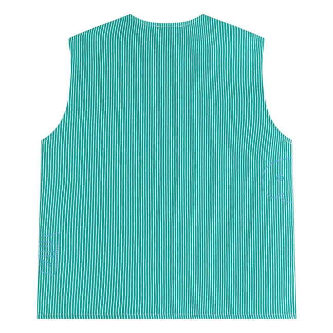 Top de rayas de algodón reciclado Lucky Fish - Colección Mujer | Verde