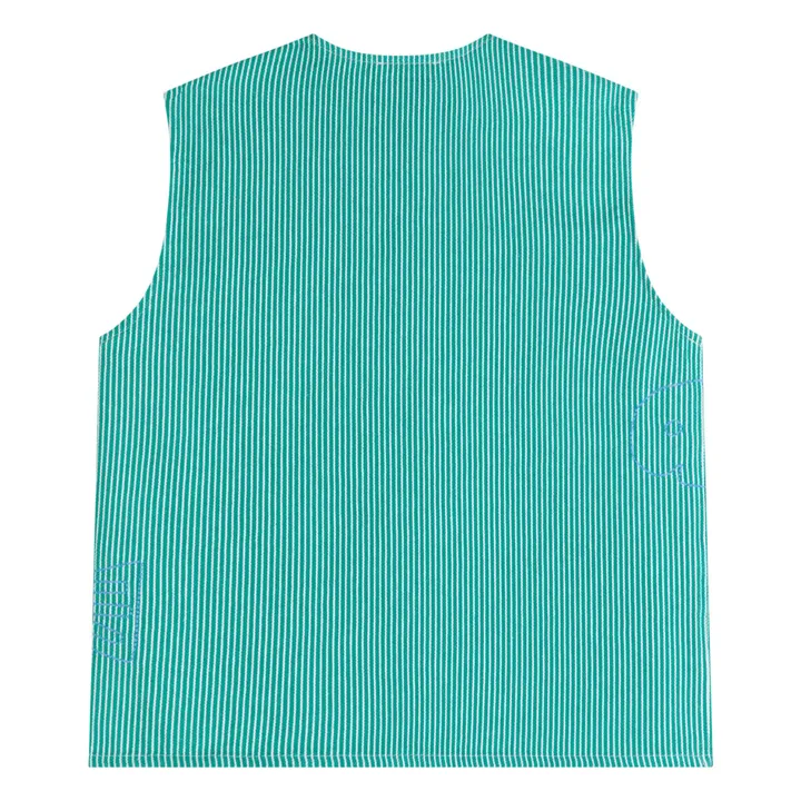 Top Lucky Fish Rayures Coton Recyclé - Collection Femme | Vert- Image produit n°3