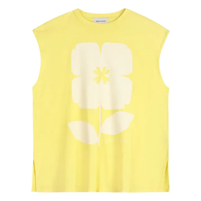 Flower organic cotton tank top - Women's collection | Yellow