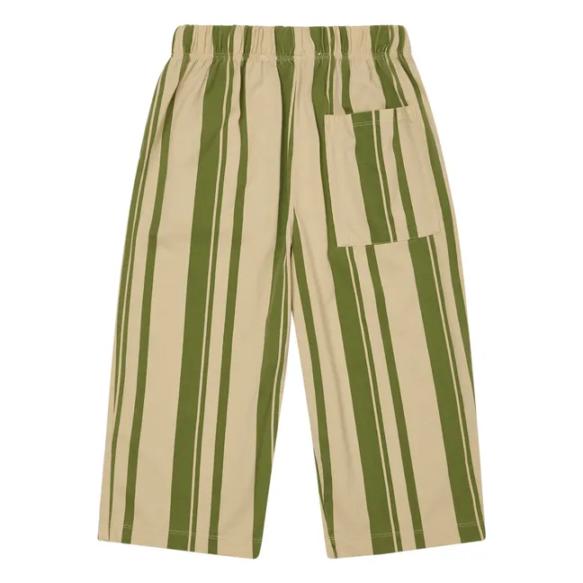 Pantalon Rayé Coton Bio | Beige