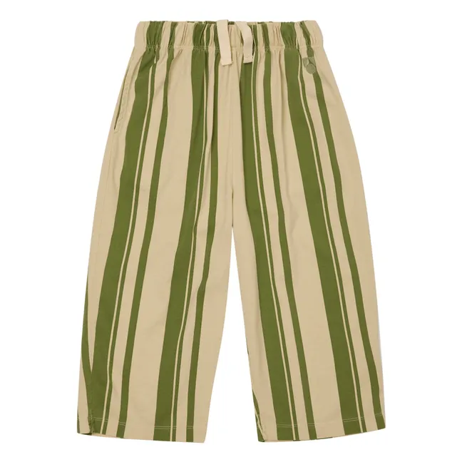Pantalón a rayas de algodón ecológico | Beige