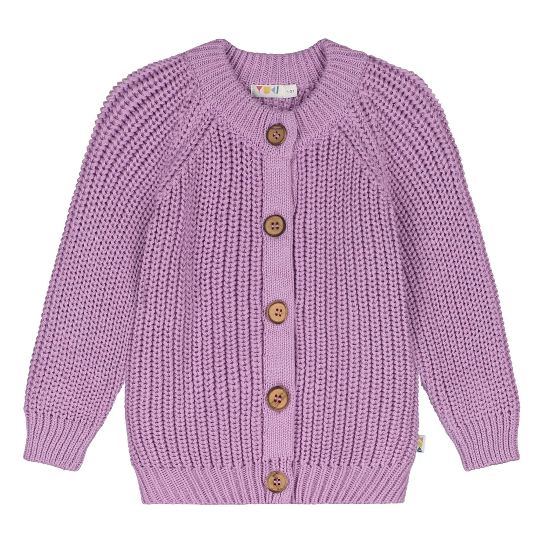 Yuki Mauve Organic Cotton Raglan Cardigan