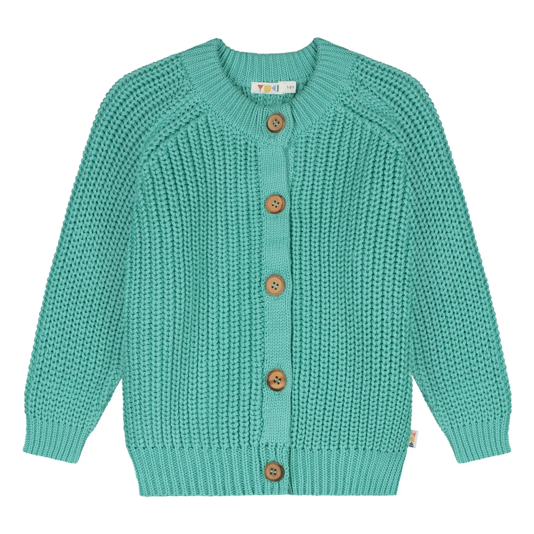 Yuki Turquoise Organic Cotton Raglan Cardigan