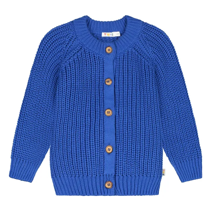 Cardigan raglan in cotone biologico | Blu elettrico- Immagine del prodotto n°0
