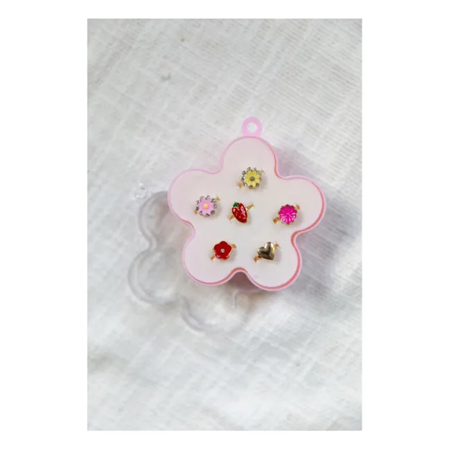 Set di 5 anelli a fiore | Rosa Pallido